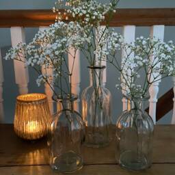 Ripple Glass Bottle Wildflower Vase - Vintage Flower Bud Wedding Table Centrepiece Cut Decoration - thumbnail 3