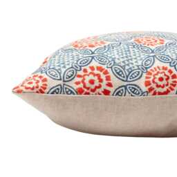 Cordoba Print Cushion in Navy Blue. Geometric Floral Batik Design. Bci-Approved 100% Cotton. 17x17 - thumbnail 2
