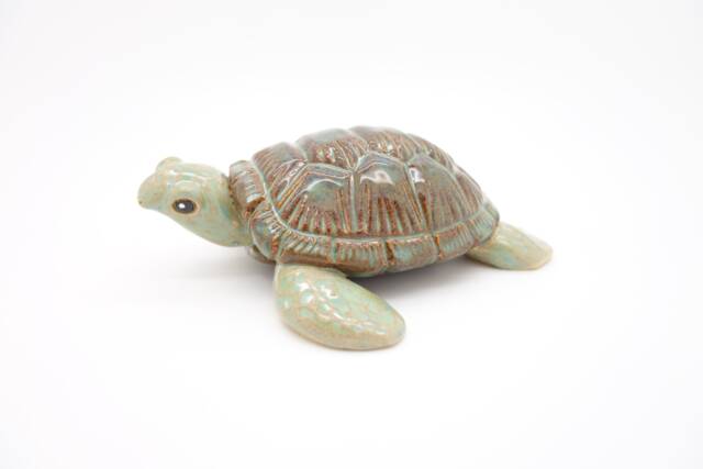 Sculpture Of A Glazed Ceramic Sea Turtle - image 1