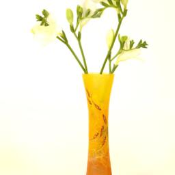 Hand Decorated Orange Fish Bud Vase - Strawsilk Glass Art - thumbnail 3