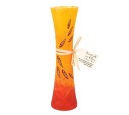 Hand Decorated Orange Fish Bud Vase - Strawsilk Glass Art - thumbnail 1