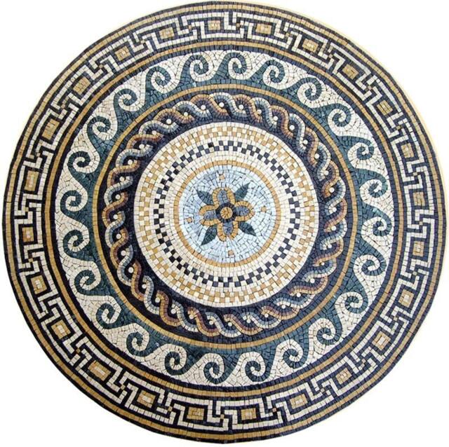Greco-Roman Decor For Home Mosaic Rondure - Decorative Floor Ancient Art Medallion Design