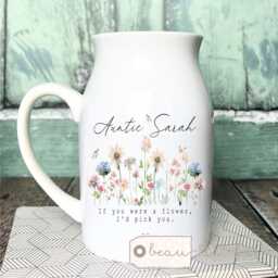 Personalised If ... Were Flowers I'd We'd Pick You Mum Nanna Grandma Home Wildflower Lavender Floral Ceramic Small Vase Jug Mug Birthday Gift - thumbnail 3