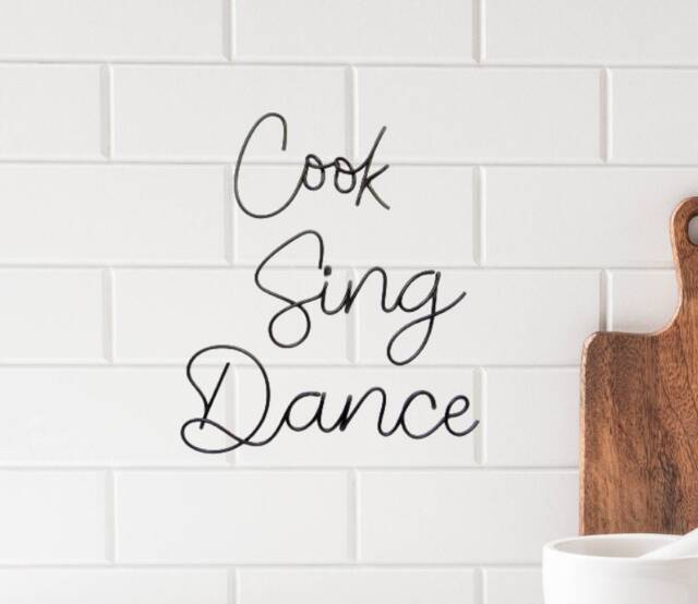 Cook Sing Dance Sign Wire Wall Art Words Kitchen Decor, Sing Dance Metal Decor Housewarming Gifts - image 1