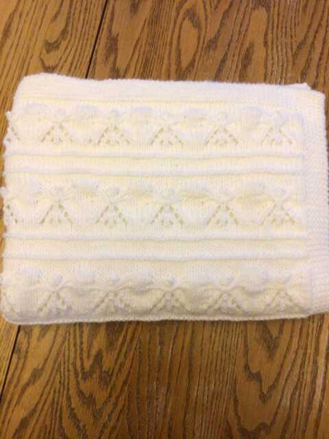 New Hand Knit Little Angels Baby Blanket - image 1