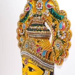 Goddess Lakshmi - For Varalakshmi Pooja , Diwali Or Wall Hanging Face Stone Decorated, Solid Alloy Built To Last - thumbnail 3
