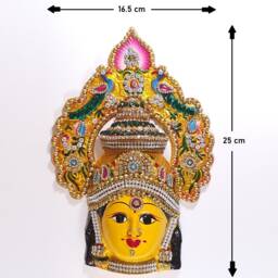 Goddess Lakshmi - For Varalakshmi Pooja , Diwali Or Wall Hanging Face Stone Decorated, Solid Alloy Built To Last - thumbnail 4