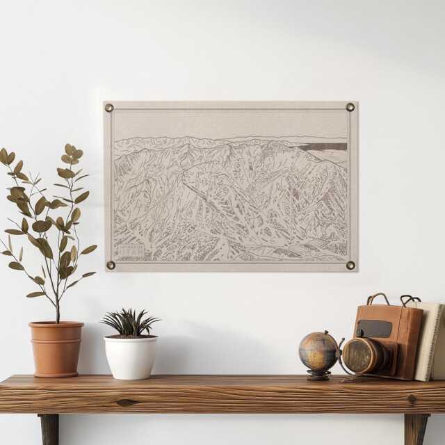 Snowbasin Utah Mountain Map Felt Poster Banner - Vintage Ski Snowboard Mountain Wall Art Gift. Flag Pennant Home Decor. Usa Handmade - image 1