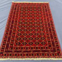 5x7 Afghan Mashwani Rug, Red Geometric Wool Area Tribal Pile Mixture Weaved Boho Handmade Bedside One Of Kind Rug - thumbnail 2