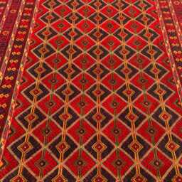 5x7 Afghan Mashwani Rug, Red Geometric Wool Area Tribal Pile Mixture Weaved Boho Handmade Bedside One Of Kind Rug - thumbnail 3