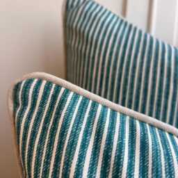 Cushions Made in Fermoie Luxury Designer Poulton Stripe Teal Green Cushion Pillow Throw Cover - thumbnail 3