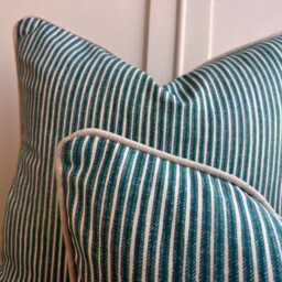 Cushions Made in Fermoie Luxury Designer Poulton Stripe Teal Green Cushion Pillow Throw Cover - thumbnail 2