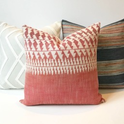 Red Tribal Striped Boho Decorative Pillow Cover - thumbnail 3