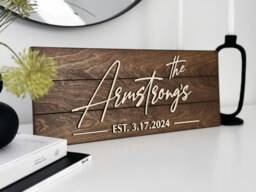 Personalized Wedding Gift For Newlywed, Last Name Established Sign, Gift Last Name, Wood Sign, Family Sign - thumbnail 1