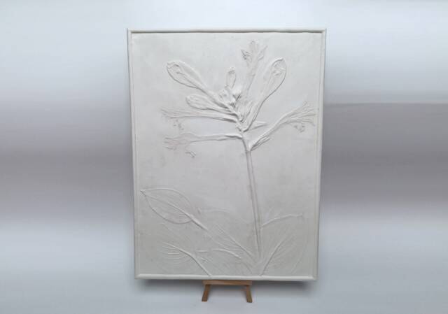 Tile Hosta Flowers Cast. Botanical Decorative Unique Plaster Wall Art Frame Wood Concrete Impression Pressed Flowers Eco Friendly - image 1