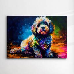 Colorful Cockapoo Dog Pet Abstract Modern Oil Painting Wall Art, Framed Canvas Poster Print, Home Kitchen Office Room Decor, Gifts - thumbnail 3