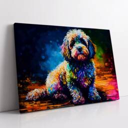 Colorful Cockapoo Dog Pet Abstract Modern Oil Painting Wall Art, Framed Canvas Poster Print, Home Kitchen Office Room Decor, Gifts - thumbnail 2