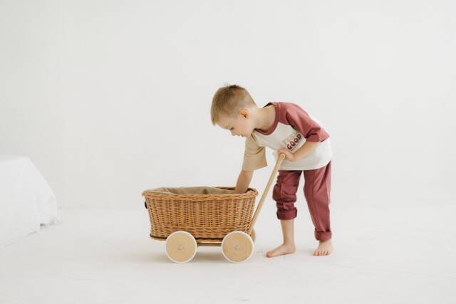 Handcrafted Wicker Pram Toy Stroller Wagon, Storage - image 1