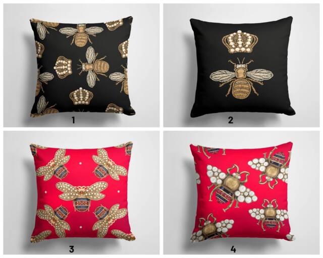 Bee Cushion Cover/Honeybee Pillow Case/Queen Cover/Decorative Throw Top/Animal Home Decor/Gift For Her - image 1
