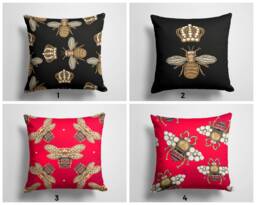 Bee Cushion Cover/Honeybee Pillow Case/Queen Cover/Decorative Throw Top/Animal Home Decor/Gift For Her - thumbnail 1