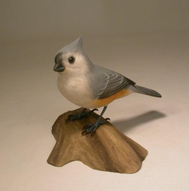 Tufted Titmouse Hand Carved & Painted Wooden Bird - image 1