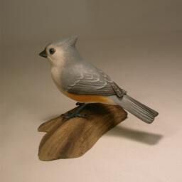 Tufted Titmouse Hand Carved & Painted Wooden Bird - thumbnail 3