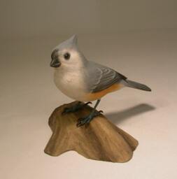 Tufted Titmouse Hand Carved & Painted Wooden Bird - thumbnail 1