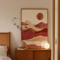 Abstract Desert Landscape Poster, Terracotta Mountain Wall Art, Paper Print - thumbnail 2