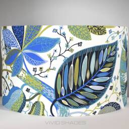 Green & Blue Lampshade Scandinavian Fabric 30cm To 45cm Diameter Handmade By Vivid Shades, Funky Botanical Flower Floral Leaf Tropical - thumbnail 2