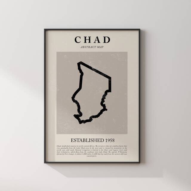 Chad Map Vintage Abstract Wall Art Print Picasso + Matisse Inspired Travel Poster - image 1