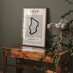 Chad Map Vintage Abstract Wall Art Print Picasso + Matisse Inspired Travel Poster - thumbnail 2