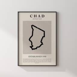 Chad Map Vintage Abstract Wall Art Print Picasso + Matisse Inspired Travel Poster - thumbnail 1