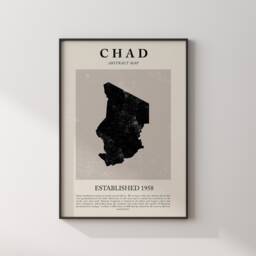 Chad Map Vintage Abstract Wall Art Print Picasso + Matisse Inspired Travel Poster - thumbnail 3