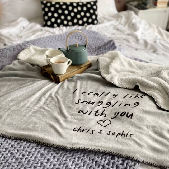 Personalised Snuggle Blanket - Gifts For Newly Wed Anniversary The Home Couples Valentine's Day Gift - image 1