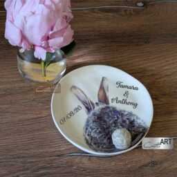 Custom Names Bunny Soap Dish Ceramic Bathroom Decor 3D Tail - thumbnail 3
