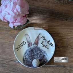 Custom Names Bunny Soap Dish Ceramic Bathroom Decor 3D Tail - thumbnail 2