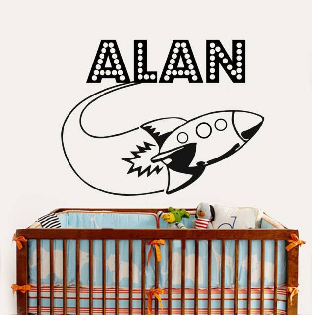 Name Wall Decal - Space Nursery Decor- Rocket Boy Bedroom Decor Ship Names U24 - image 1