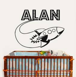 Name Wall Decal - Space Nursery Decor- Rocket Boy Bedroom Decor Ship Names U24 - thumbnail 1
