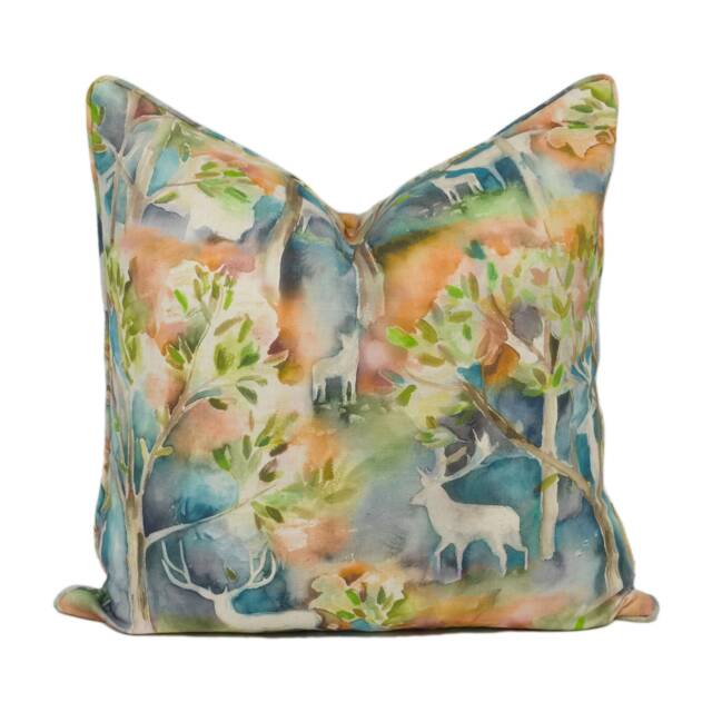 Voyage Decoration - Seneca Forest Autumn Majestic Self Piped Watercolour Deer Cushion Cover Handmade Throw Pillow Designer Home D??cor - image 1