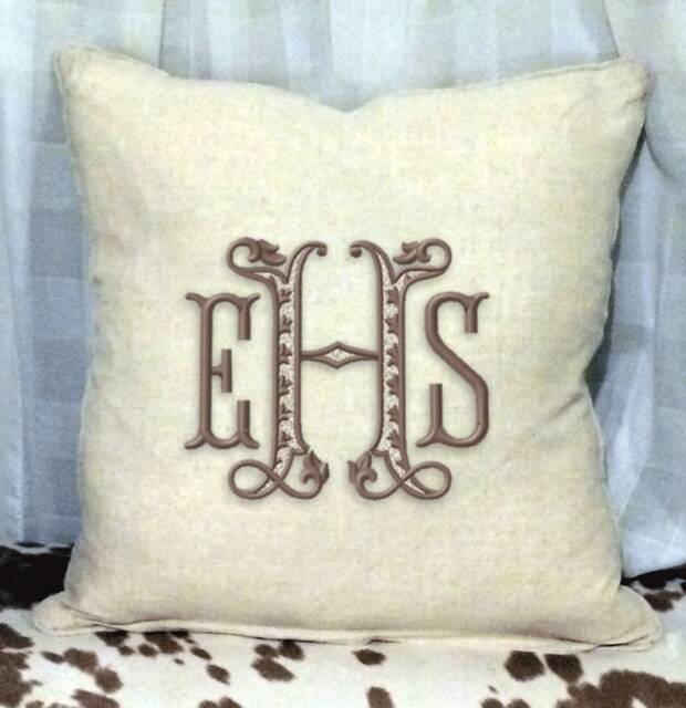 Monogrammed Jute Pillow - image 1