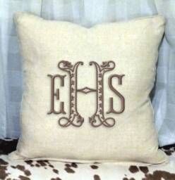 Monogrammed Jute Pillow - thumbnail 1