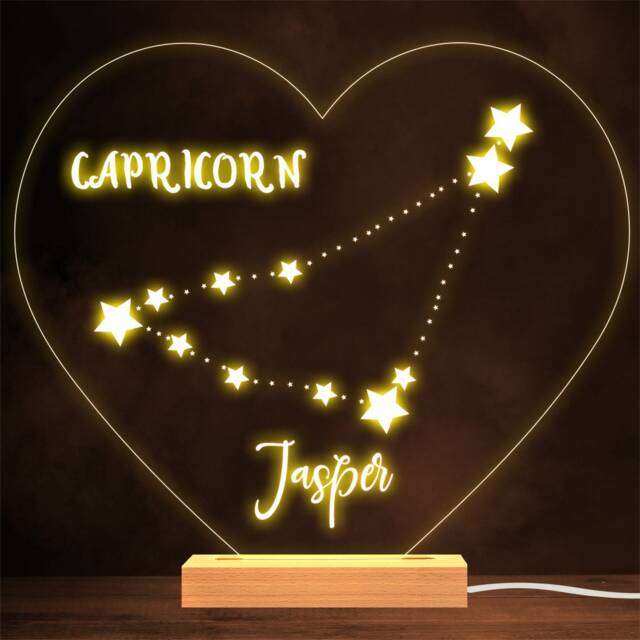 Constellations Zodiac Sign Capricorn Personalised Gift Lamp Night Light - image 1