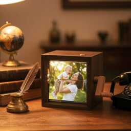 Family Photo Flipbook Box With Light, Personalized Picture Reel Frame, Custom Parent Gift, Mom Dad Memory Keepsake, Unique Home Decor - thumbnail 3