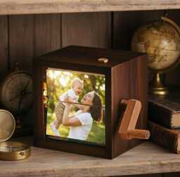 Family Photo Flipbook Box With Light, Personalized Picture Reel Frame, Custom Parent Gift, Mom Dad Memory Keepsake, Unique Home Decor