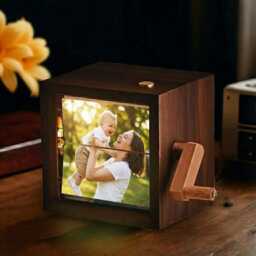 Family Photo Flipbook Box With Light, Personalized Picture Reel Frame, Custom Parent Gift, Mom Dad Memory Keepsake, Unique Home Decor - thumbnail 2