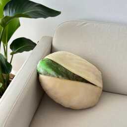 Pistachio Shaped Pillow, Funny Food Birthday Gift, Nut Cushion
