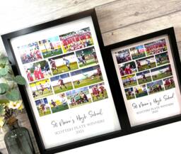 Photo Collage Custom Print Framed Gift, Personalised Prints For End Of Season Sports Presentation, Football Home Decor Wall Art