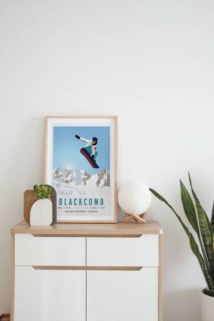 Blackcomb - Whistler, Canada Vintage Snowboard/Ski A3 A4 Travel Poster Art Print Recycled Paper - image 1