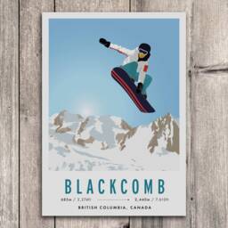 Blackcomb - Whistler, Canada Vintage Snowboard/Ski A3 A4 Travel Poster Art Print Recycled Paper - thumbnail 2