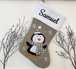 Custom Embroidered Personalized Christmas Penguin Stockings - Xmas Gonk Snowman Reindeer Santa - The Couture Cushion